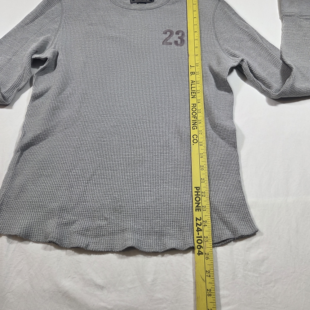 Abercrombie & Fitch Tee Light Gray Long Sleeve Tee Waffle Knit Men Large Cotton - Picture 4 of 6